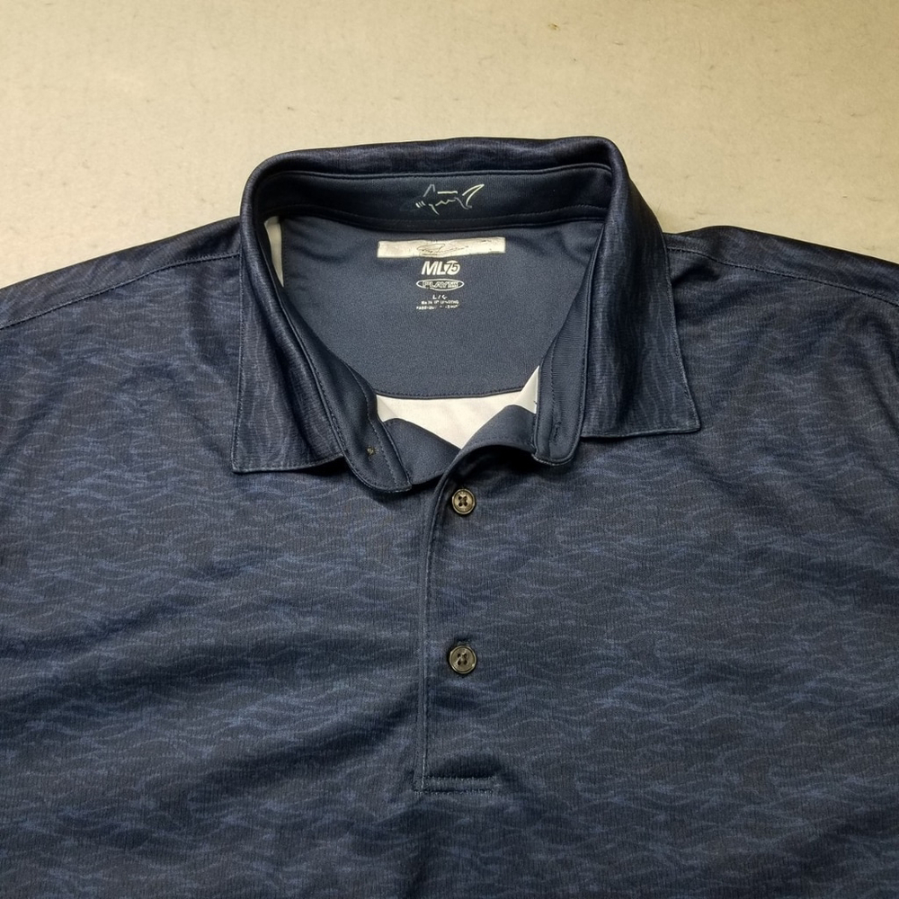 Greg Norman Polo Shirt Mens Size L Blue Short Sleeve Performance Golf ML75 - Picture 2 of 8